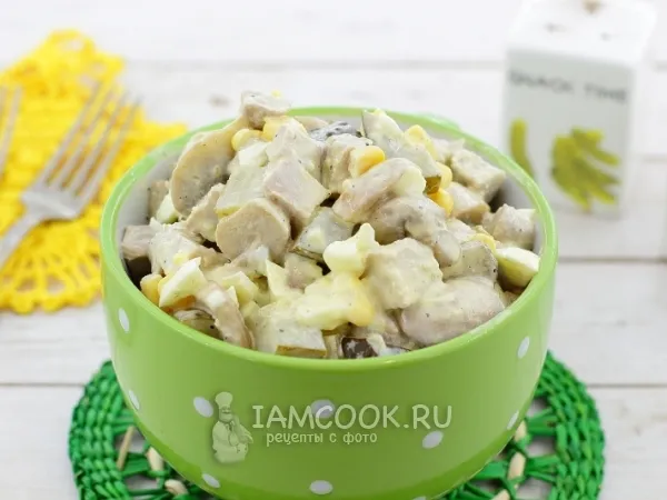 Фото блюда: Салат с мясом и грибами