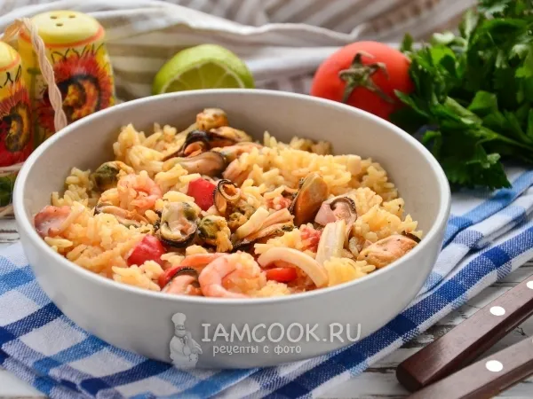 Фото блюда: Паэлья с морепродуктами в мультиварке