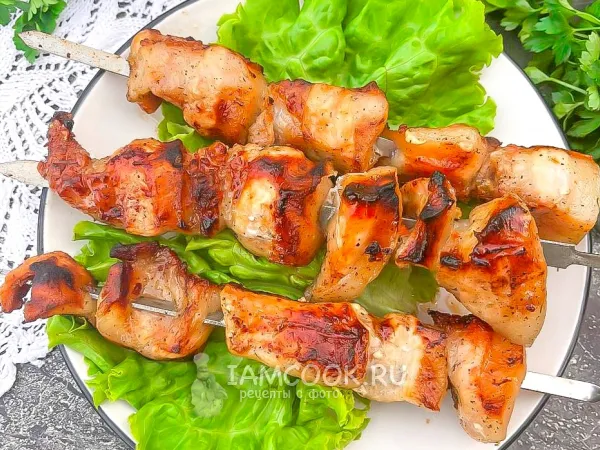 Фото блюда: Сало на мангале на шампурах