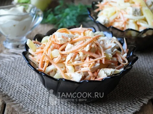 Фото блюда: Салат с корейской морковью, курицей и болгарским перцем