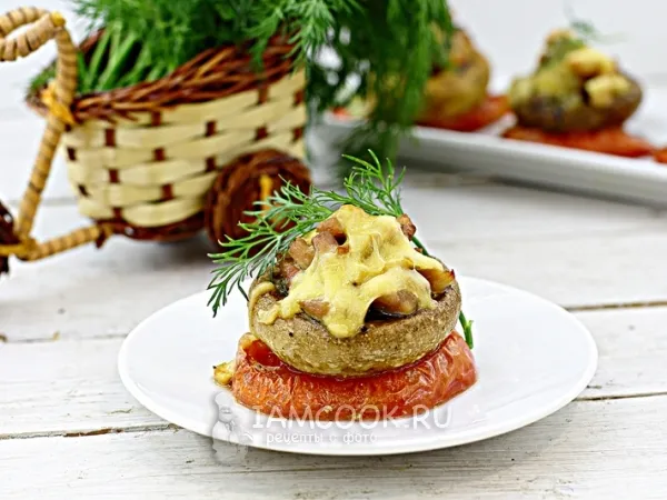 Фото блюда: Шампиньоны фаршированные курицей и сыром