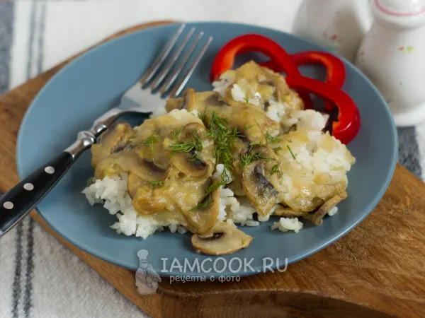 Фото блюда: Рис с шампиньонами в духовке