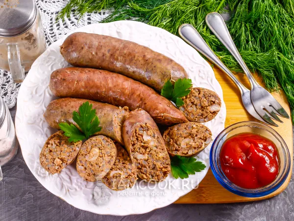 Фото блюда: Печеночная колбаса с рисом