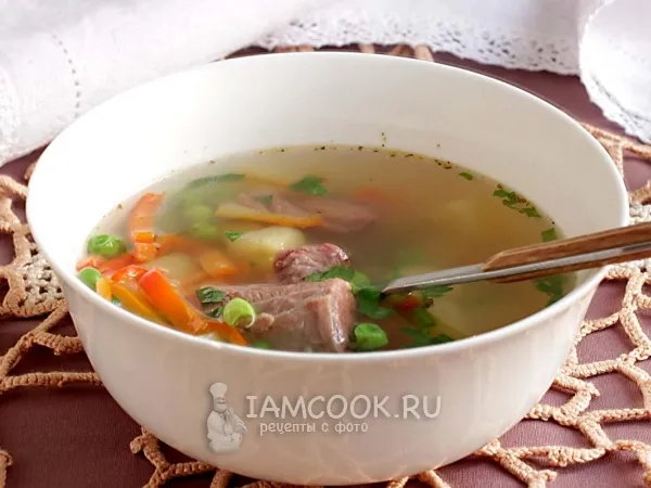 Фото блюда: Суп с говядиной и зеленым горошком