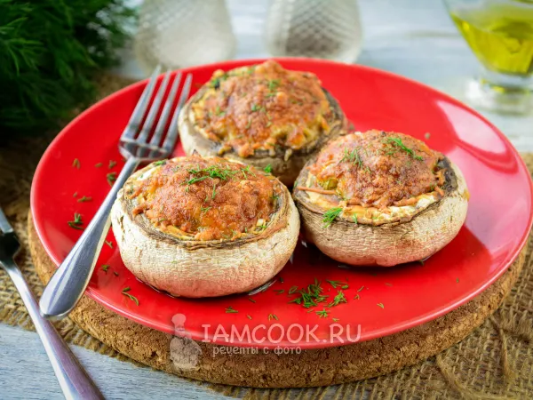 Фото блюда: Фаршированные шампиньоны с сыром в духовке