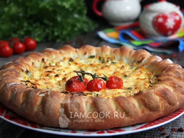 Фото блюда: Дрожжевой пирог с творогом и сыром