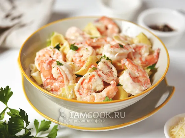 Фото блюда: Паста «Альфредо» с креветками