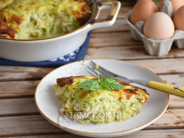 Фото блюда: Запеканка из кабачков с индейкой в духовке