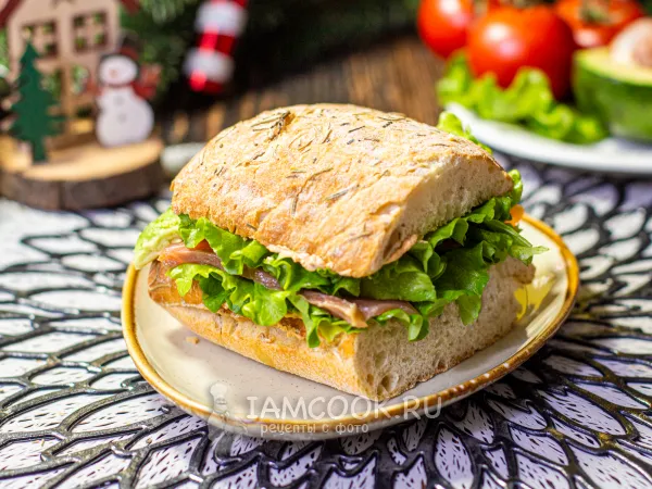 Фото блюда: Чиабатта с лососем