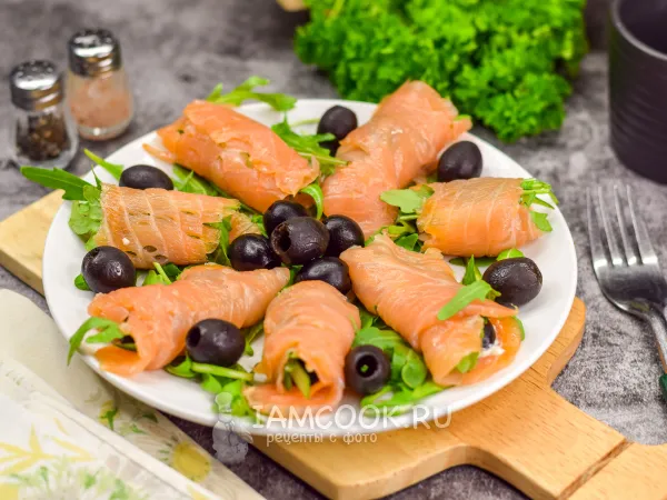 Фото блюда: Рулетики из красной рыбы