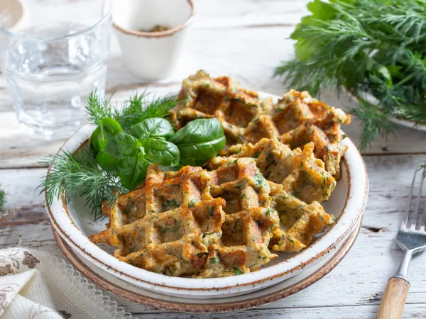 Фото блюда: Вафли из баклажанов в вафельнице