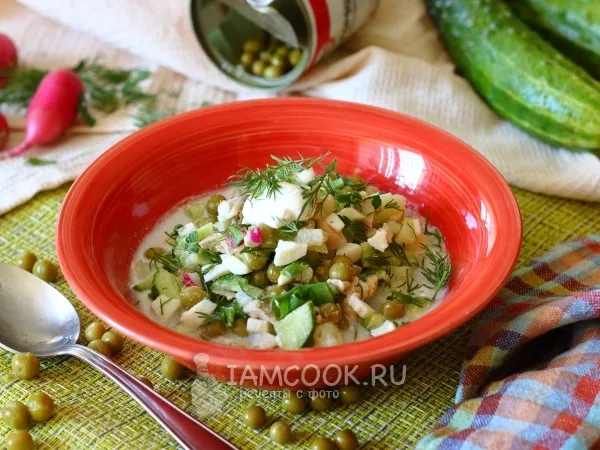Фото блюда: Окрошка с зелёным горошком