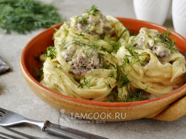 Фото блюда: Макароны гнезда с фаршем в мультиварке