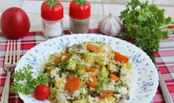 Фото блюда: Кабачки с грибами и рисом