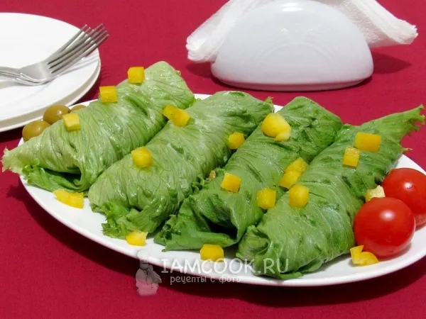 Фото блюда: Салатные рулетики с начинкой