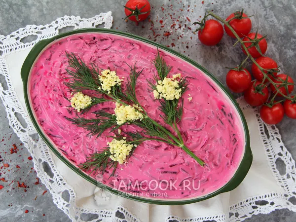 Фото блюда: Селедка под шубой с копченой икрой