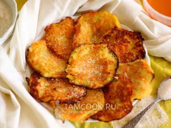 Фото блюда: Сладкие оладьи из кабачков и моркови