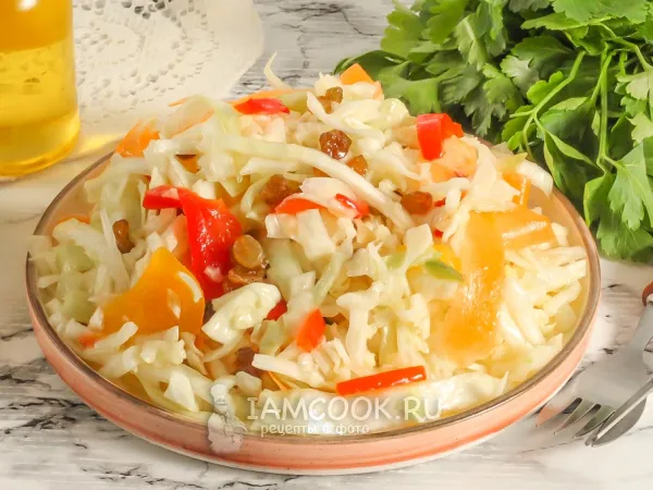 Фото блюда: Капуста «Провансаль» с изюмом (классический рецепт)