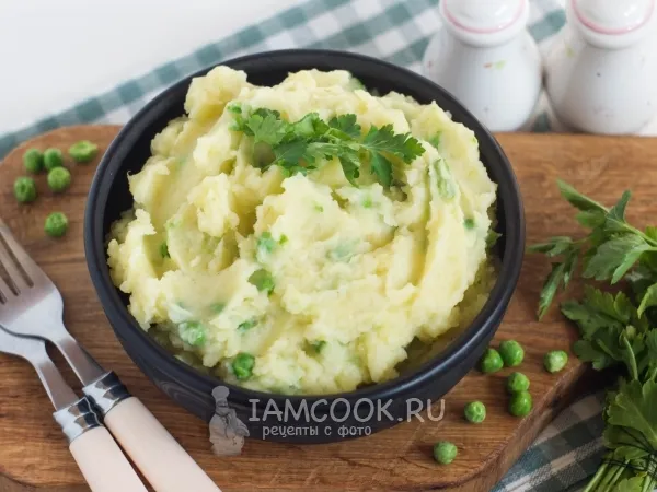 Фото блюда: Пюре из картофеля с зеленым горошком
