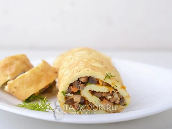 Фото блюда: Яичный рулет с грибами