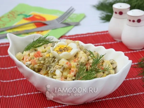 Фото блюда: Салат «Оливье» со свининой