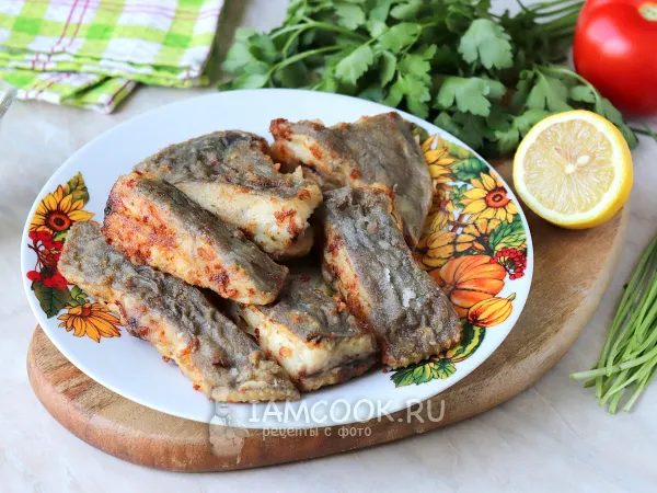Фото блюда: Жареная камбала кусочками на сковороде