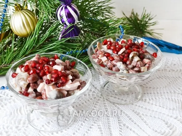 Фото блюда: Салат с фасолью, ветчиной и грибами