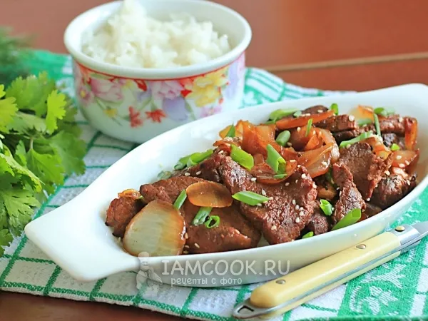 Фото блюда: Говядина в соусе «Терияки» с луком