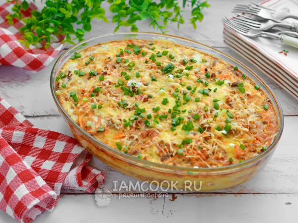 Фото блюда: Вермишель с фаршем в духовке