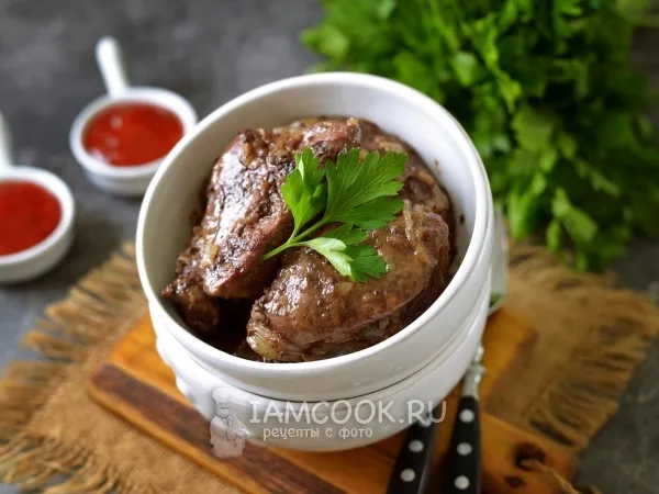 Фото блюда: Жареная печень индейки с луком