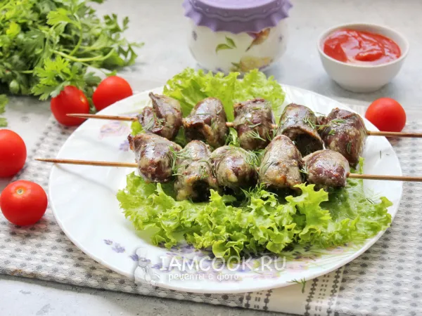 Фото блюда: Сердце индейки в духовке (на шпажках)
