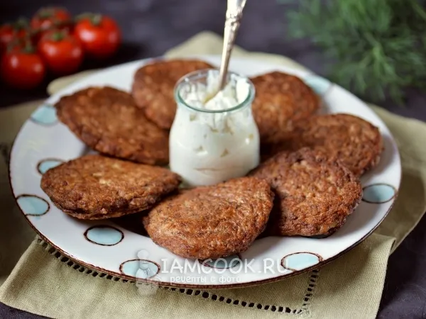 Фото блюда: Оладьи из куриной печени с манкой