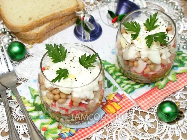 Фото блюда: Салат с фасолью и крабовыми палочками