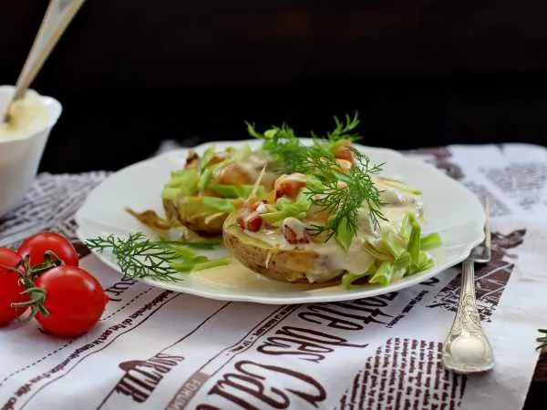Фото блюда: Картофельные лодочки с сыром и беконом