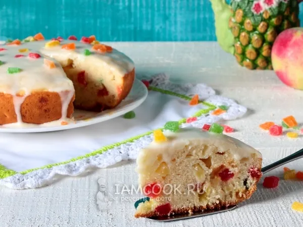 Фото блюда: Пирог с яблоком и цукатами в мультиварке