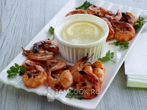 Фото блюда: Креветки на мангале в соевом соусе