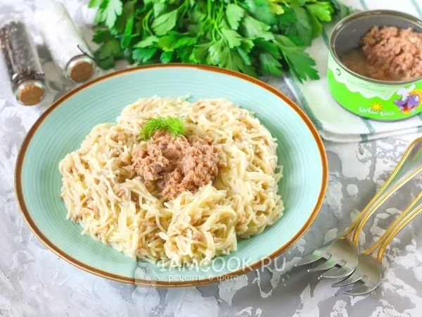 Фото блюда: Вермишель с консервированным тунцом