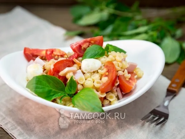 Фото блюда: Итальянский салат с макаронами и ветчиной