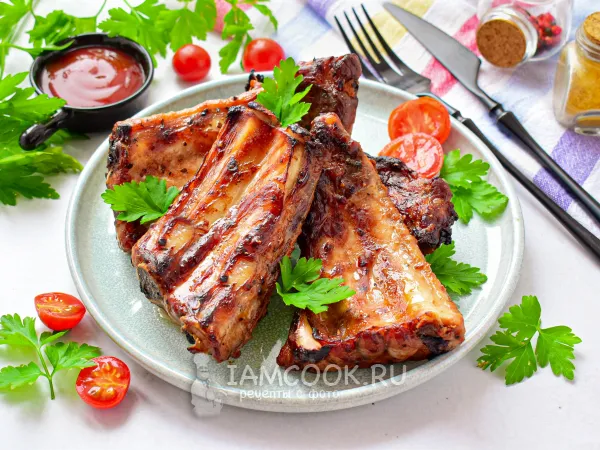 Фото блюда: Свиные ребра барбекю в духовке