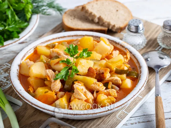 Фото блюда: Азу из индейки в духовке (с картошкой)