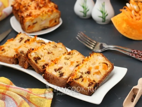Фото блюда: Сырный кекс с тыквой и куриным филе