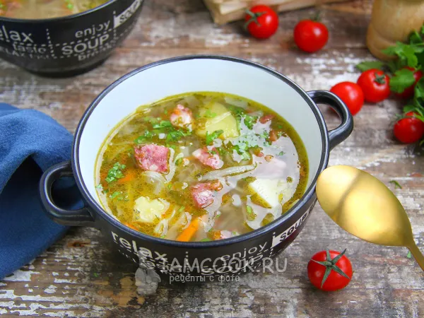 Фото блюда: Суп с капустой и колбасой