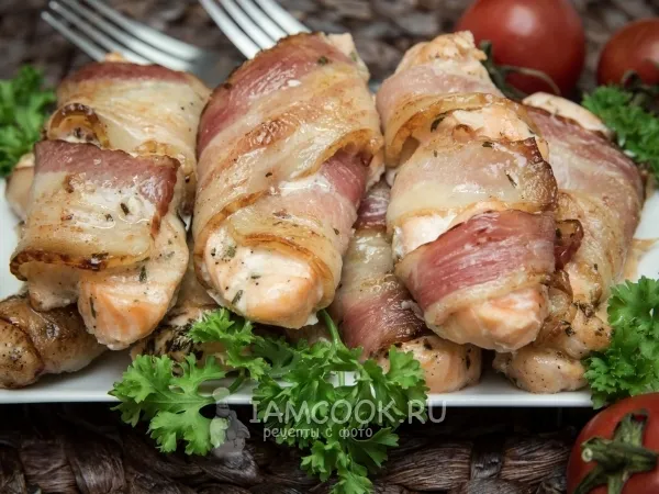 Фото блюда: Семга запеченная в беконе