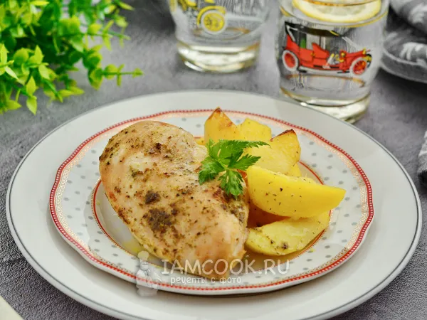 Фото блюда: Куриная грудка с картошкой в рукаве в духовке