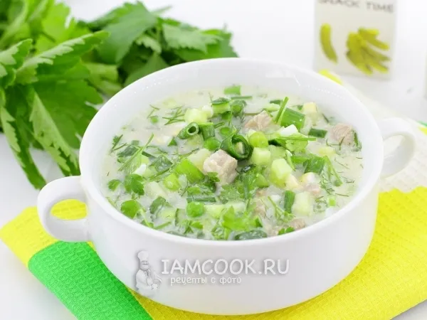 Фото блюда: Окрошка на майонезе со свининой