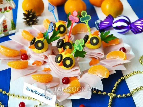 Фото блюда: Канапе новогоднее «Цыплята»