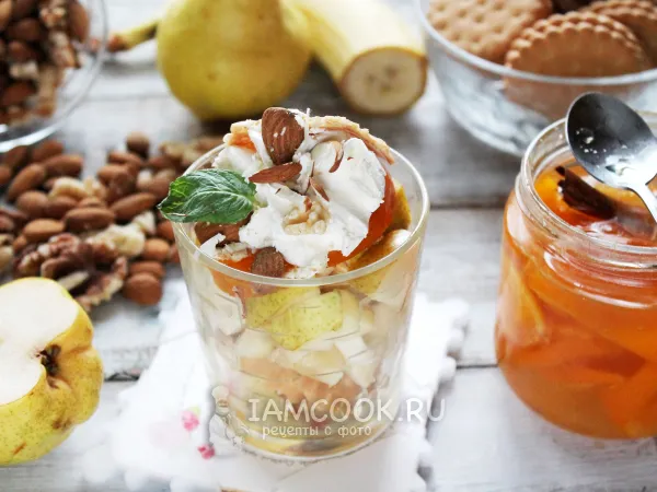 Фото блюда: Орехово-фруктовый трайфл с мороженым