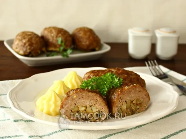 Фото блюда: Мясные зразы с грибами в духовке