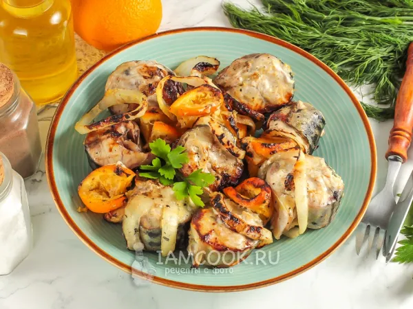 Фото блюда: Скумбрия с апельсинами на мангале