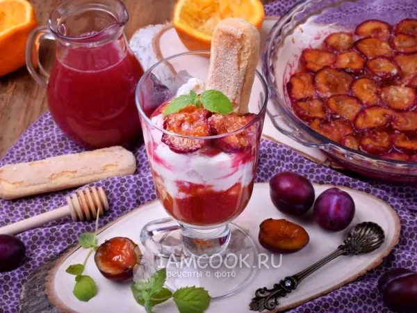 Фото блюда: Медово-апельсиновая слива с рикоттой